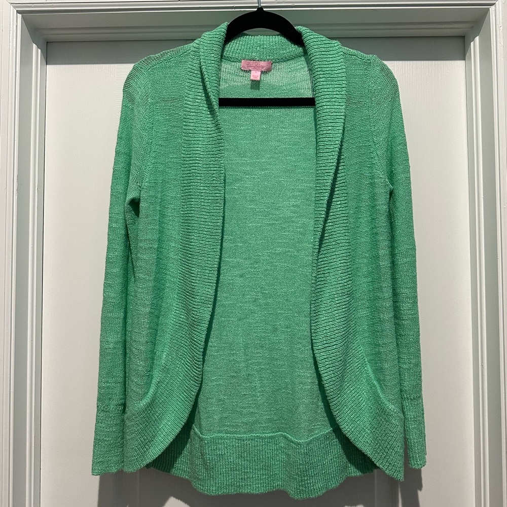 EUC Lilly Pulitzer Green Open Front Cardigan Sweater- Sz S